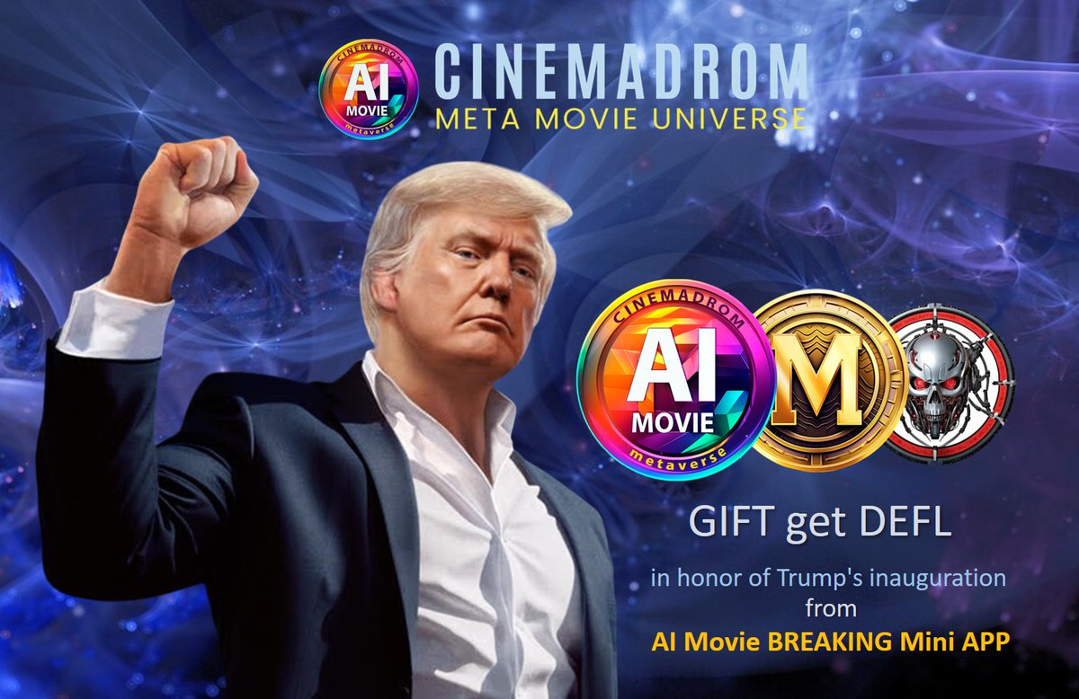 cinemadrom's tweet photo. 😍 From Cinema 1.0 to Web3 Cinema 3.0 with @cinemadrom

🎁Get a gift in BREAKING AI movie Mini App in honor of Donald Trump's inauguration.

💎 Join BREAKING AI movie Mini App Watch-to-Earn Web3! 
📌Go: https://t.co/Z19ErEC8IT

#TrumpInauguration #Web3 #AImovie #DefL #MiniApp #AI https://t.co/OZ8Z3IviUQ