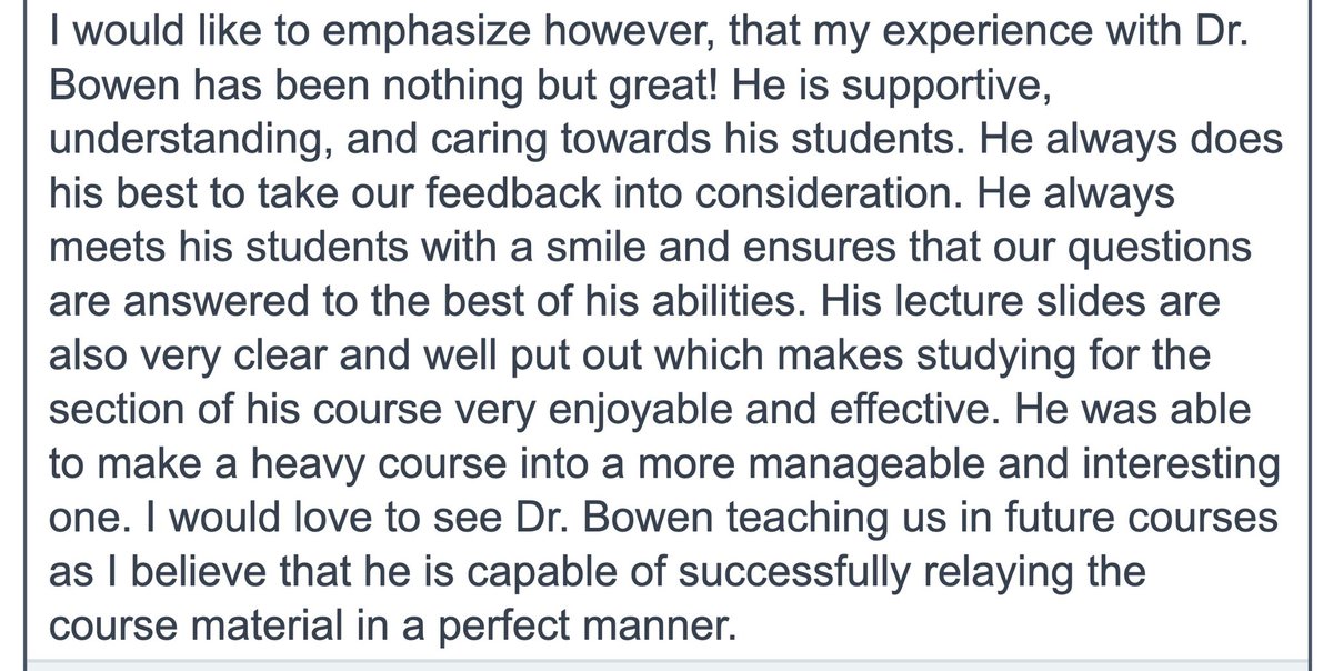 Whenever work feels overwhelming, reading a sweet comment from a student on a course evaluation instantly brightens my day. 😇