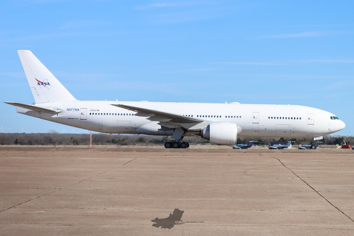 Brand New NASA 777 N577NA arrives in Waco. 

This aircraft is replacing their now retired DC-8, used for sensor development, satellite sensor verification, and basic research studies of the Earth's surface and atmosphere.