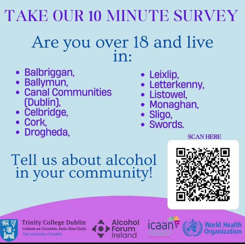 Do you live in #leixlip #celbidge #ballymun #sligotown #swords #letterkenny #monaghan #listowel #corkcity #Drogheda #balbriggan or #kilmainham #ushers #inchicore please scan the QR code and take the survey