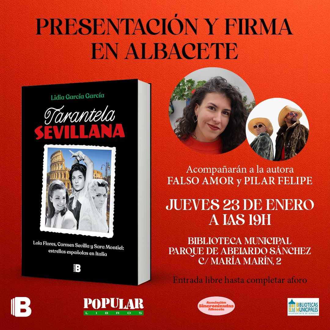 Popular Libros (@popularlibros) on Twitter photo 🎙️ Este jueves 23, 19h, empieza "Sincronizadas con..." en la Biblioteca Abelardo Sánchez. Lidia García (<a href="/thequeercanibot/">Lidia García 🌈the queer cañí bot💃</a>) nos presenta Tarantela Sevillana, un viaje italo-cañí lleno de copla, humor y feminismo. 💃🌟 ¡No te lo pierdas! 📚
#SincronizadasAlbacete #PopularLibros 🎙️ Este jueves 23, 19h, empieza "Sincronizadas con..." en la Biblioteca Abelardo Sánchez. Lidia García (<a href="/thequeercanibot/">Lidia García 🌈the queer cañí bot💃</a>) nos presenta Tarantela Sevillana, un viaje italo-cañí lleno de copla, humor y feminismo. 💃🌟 ¡No te lo pierdas! 📚
#SincronizadasAlbacete #PopularLibros