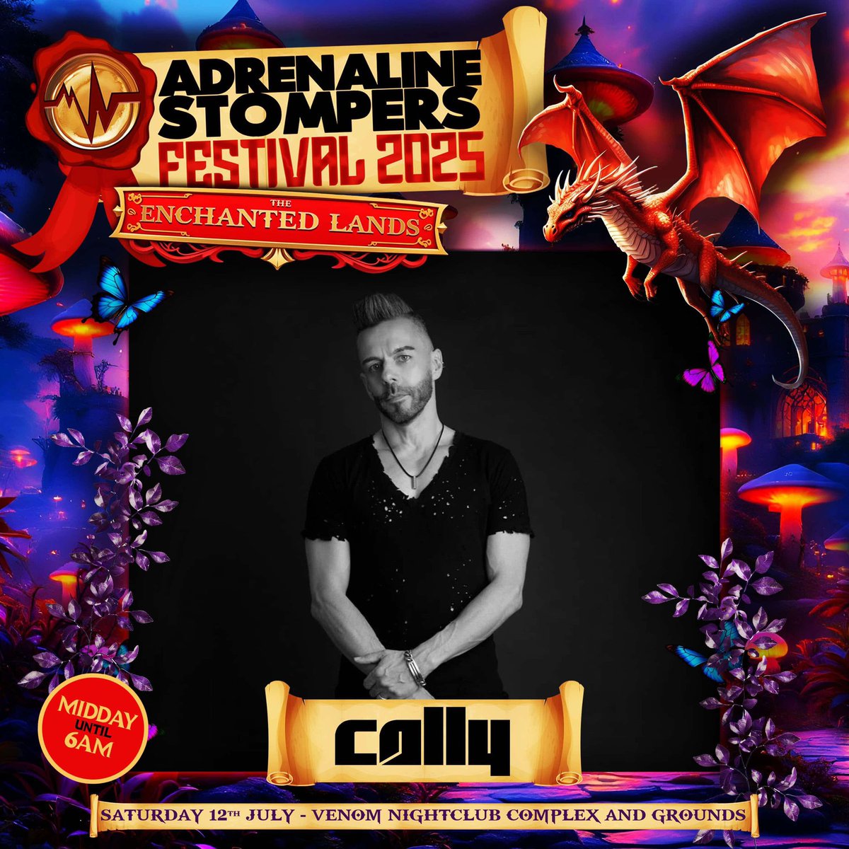 Next announced for Adrenaline Stompers Festival 2025 is one of UK hardstyle’s greatest… Cally! 🔥  Playing not one, but two back to back sets… but can you guess who with? 🤔