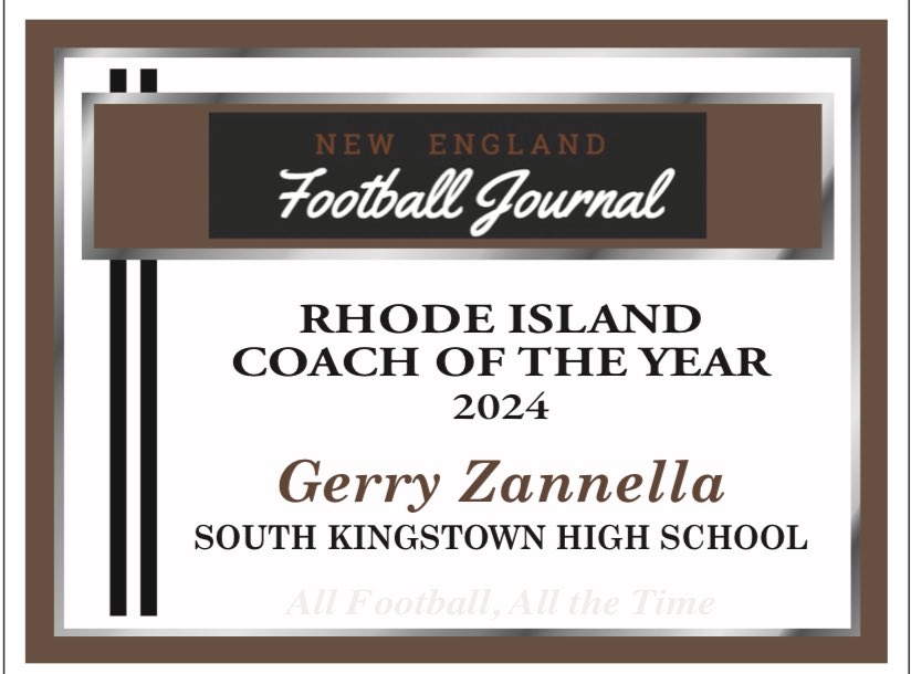 Congratulations to our Rhode Island Coach of the Year, Gerry Zannella. Coach Zannella led the Rebels to a Division Two state title. Congratulations Coach Zannella. Thank you to <a href="/awardguys/">Championship Award-Guys</a> for sponsoring the award. <a href="/RIIL_sports/">RIIL</a>