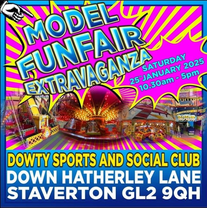 A fantastic display of fairground models put together by over 75 exhibitors this coming Saturday. Showman's transport on display and fairground organs adding to the atmosphere.
Some trade stands and refreshments. Entrance by donation. #glos #fairground #modelfairground