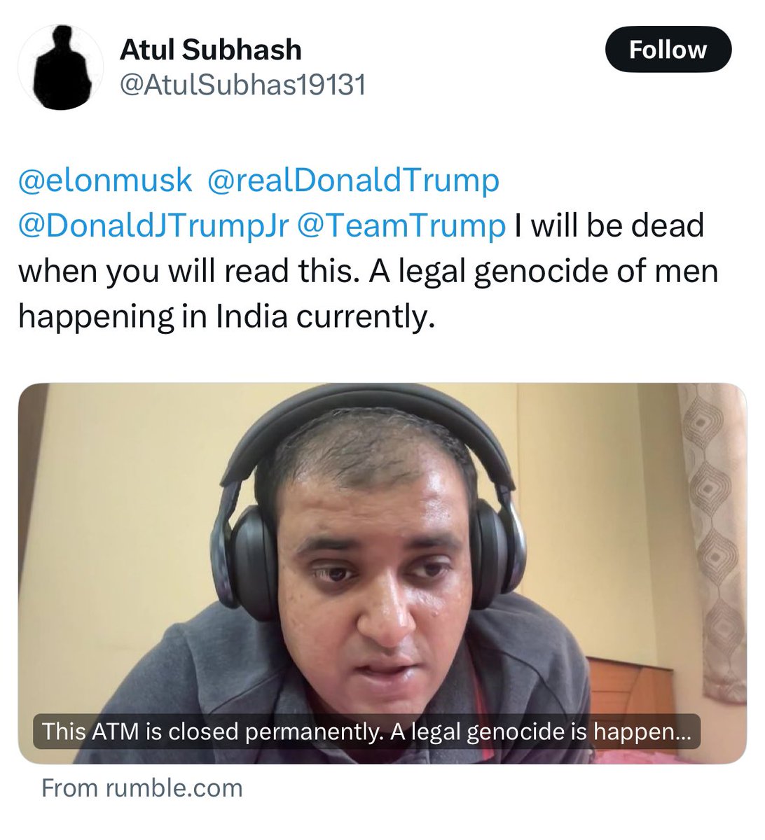 Dear <a href="/realDonaldTrump/">Donald J. Trump</a> , I know you will never see this post, but I still want to tell you this:

A dying man trusted you more than the leaders and authorities of his own country. Yes, you heard it right—a dying man who gave his life fighting against injustice and inequality.

You