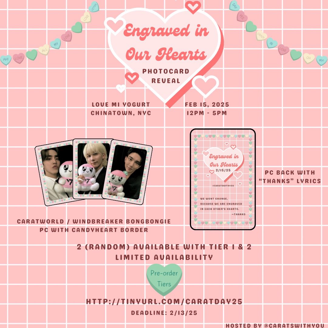 caratswithyou's tweet photo. 💖🩵AH! photocard reveal! Both tiers get 2 of 13 random photocards. LOVE to get your hands on these? Pre-order your tiers now on the link below! 

Tier pre-order form 
🔗https://t.co/xCKHcxo5so https://t.co/rK36yI8lsx