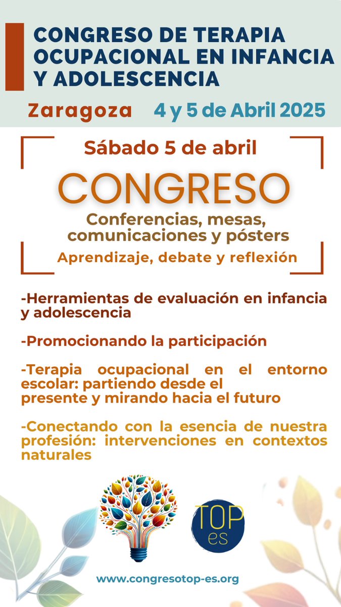 El día 5 de abril tenemos una cita en Zaragoza, si todavía estás indecis@ aquí tienes los temas de los que se va a hablar.
Toda la información en la web del congreso: congresotop-es.org
