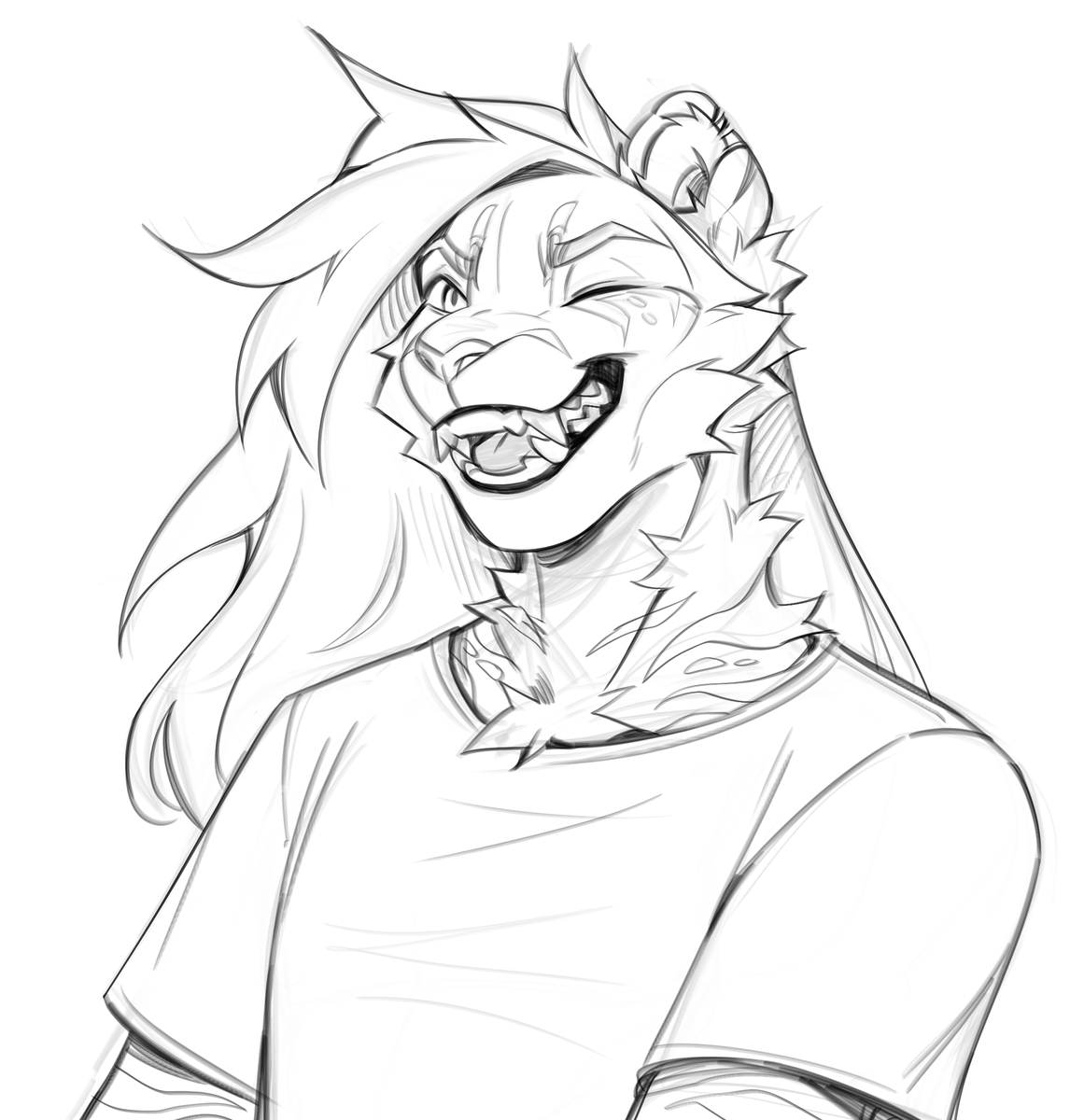 A wonderful sketch I got from <a href="/SudanRed/">🇿🇦 Sudan 🇿🇦</a>, thanks to the artist <a href="/LisanataArt/">🌿 Lisanata 🌿</a> for this lovely depiction of Tigris!💜🖤