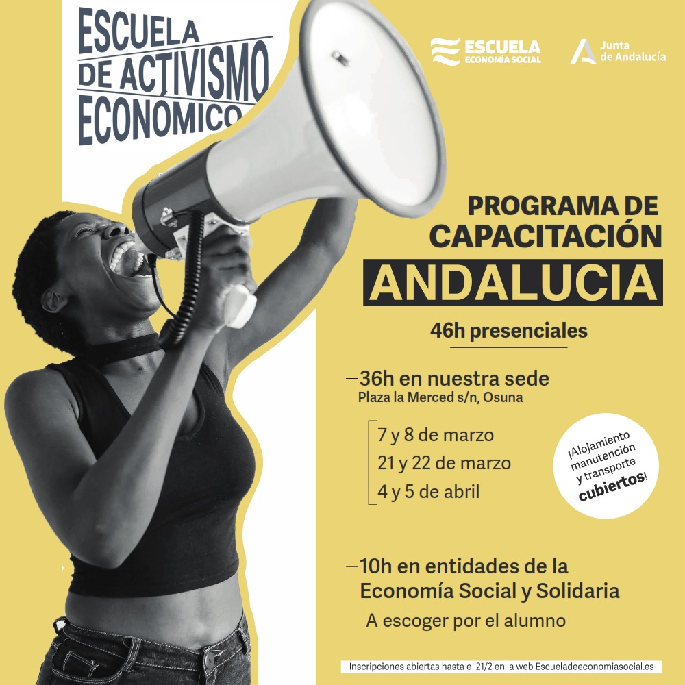 📣 Recomendamos esta estupenda iniciativa que compartimos con la <a href="/economia_social/">Escuela de Economía Social</a> y más entidades de #Economia #social como <a href="/fiareBE/">Fiare Banca Etica</a> <a href="/MegaraEnergia/">Megara Energía</a> <a href="/SomEnergia/">Som Energia</a> <a href="/huertoalegre/">Huerto Alegre</a> <a href="/traperoshuelva/">TraperosEmaúsHuelva</a> <a href="/autonomiasur/">Autonomía Sur Cooperativa Andaluza</a>
¡Apúntate!
Info e inscripción en:
escueladeeconomiasocial.es/proyectos/escu…