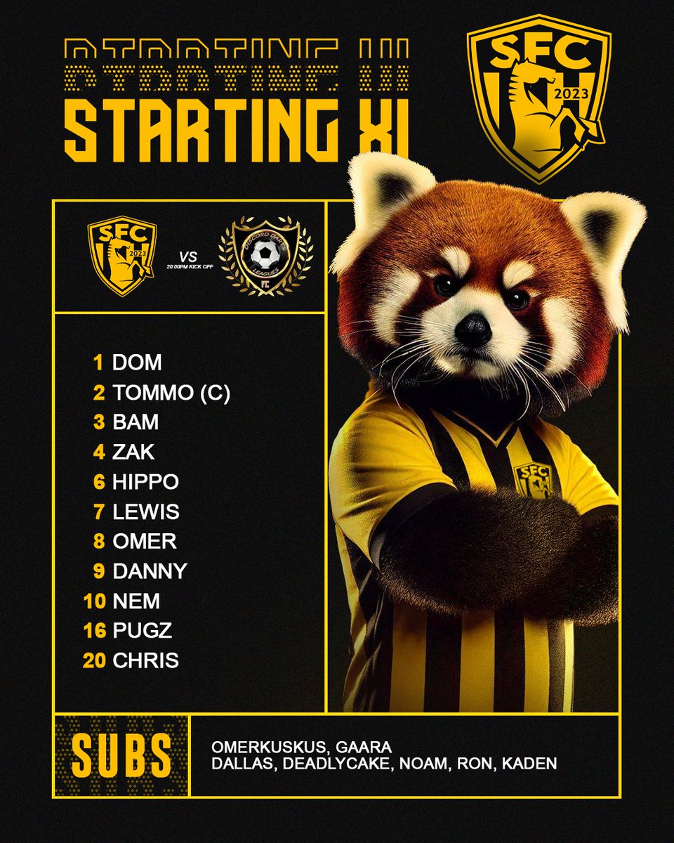 Nem starts wide in attack, whilst Omer drops into the back line, and new signing Pugz makes his debut in black and yellow👊