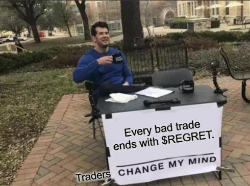 $REGRET is the only thing consistent in crypto. Change our mind. 😉 #RegretCoin #CryptoMeme #CardanoVibes