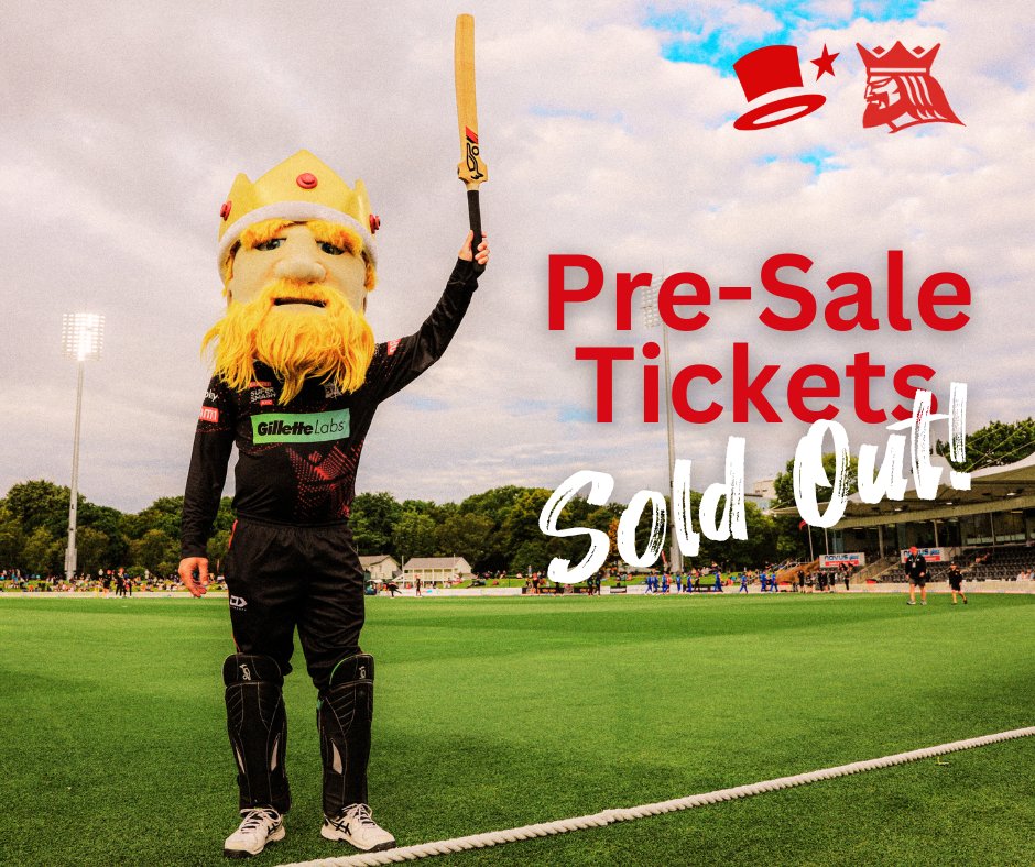 🎟️ SOLD OUT ALERT! 🎟️

Pre-sale tickets for CARNIVAL DAY (Fri) and FAMILY DAY (Sun) are officially SOLD OUT! 🚨🔥

Don’t miss your chance to see all our stars come out to play 🌟—secure your tickets NOW before they’re gone!

👉 Get yours here: canterburycricket.flicket.co.nz