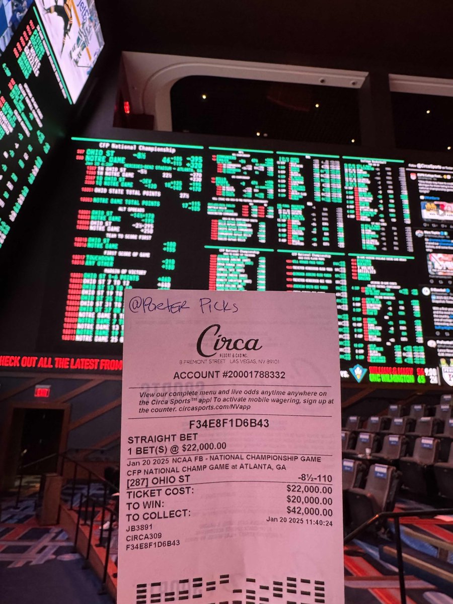 Porter_Picks's tweet photo. *NATIONAL CHAMPIONSHIP SELECTION*

🏈🏈🏈🏈

For starters, this was an incredible COLLEGE FOOTBALL SEASON here at PORTER PICKS as we made a shit ton of cash of over (+100-UNITS) and BOWL SEASON was unbelievable as well as we went on a wild 32-17-3 run for (+55.8-UNITS) ‼️ Let’s look forward to finish strong here with the National Championship selection! 🫡 

Again, thank you to @ everyone that has been here and enjoyed this entire College Football Season, making money with one of the best in the business! 💪🏾🏈

🏈🏈🏈🏈

OHIO STATE (-8) good to (-9) over Notre Dame 

1/20/2025 - 4:30pm PST - *ESPN*

Now, look at the number here and look at the recent matchups between both teams.. Notre Dame comes in defeating Georgia & Penn State, two of the top five best defensive efficiency teams in the country and are getting points in this game of more than a touchdown!? 🤔 Look, I’ve said this time and time again that Ohio State is winning the National Championship and are the BEST team in the country ALL SEASON LONG!! 💯 This team is for real and people are still reacting to Ohio State losing to Michigan. That game was long gone and over with! Give it up!! Ohio State bounced back off that loss and Head Coach Ryan Day has had his team ready and prepared for every team they have played in front of them since then and have done very well winning and covering every damn game! 

With that being said, Ohio State has gone 3-0 SU & ATS as a FAVORITE in the playoffs defeating Tennessee, Oregon, & now Texas ALL BY DOUBLE-DIGITS!! 👀 Most people would say, well Porter, Notre Dame went 3-0 SU & ATS too in the playoffs, and are now 5-0 SU & ATS in their last five games! Yes, but however, they are catching points of more than a touchdown here and that is because Ohio State has one of the best offenses in the country against the COVER 1 defense! Notre Dame runs Cover 1 and Will Howard will be able to get his guys the ball in the likes of Jeremiah Smith and Emeka Egbuka making big plays with the ball in space down field! 👀 Remember, Penn State didn’t complete one pass to a wide receiver down field against this Notre Dame defense and only lost by 3 points, scoring 24 points on this Irish defense! IU and Georgia didn’t even have a top receiver to throw the ball to and Notre Dame’s defense held those two teams in check! Now they are expected to slow down these two wide outs for Ohio State, plus the rushing attack, playing a COVER 1 defense!? Yeah right! What do you think Ohio State will be able to do here!? 🤔 Also, keep in mind too that Notre Dame is still banged up on the defensive line!! 👀 So now, Will Howard will get more time to throw the ball or scramble for more yards! 😅 How is this COVER 1 defense that Notre Dame plays, going to slow down this Buckeyes offensive attack!? It’s just not going to happen!! 

Look at the TOTAL set for this game at 46.. The oddsmakers are basically telling you that this will be a one-sided affair and will be low scoring. I’ve taught you guys this many times this football season, FAVORITE/UNDER, DOG/OVER!! Its an algorithm that has worked many times in football and other sports! This TOTAL is not low because Ohio State will struggle offensively too, but because this Notre Dame offense will struggle to run and throw the ball in this game as this Ohio State defense is one of the best teams in the country in yards per play and points per drive allowed, early downs success rate, and in passing success rate allowed! 👀 Notre Dame doesn’t have a strong passing attack, so when they get down early, they will struggle to catch up with Ohio State here!

In my opinion, this game was over before it even started! LAY the POINTS with OHIO STATE as I’ve told you three other times throughout these playoffs, Ohio State is the better team as this team has made us a ton of money in these playoffs! GO BUCKEYES ‼️

🏈🏈🏈🏈

ENJOY the GAME! 🫡