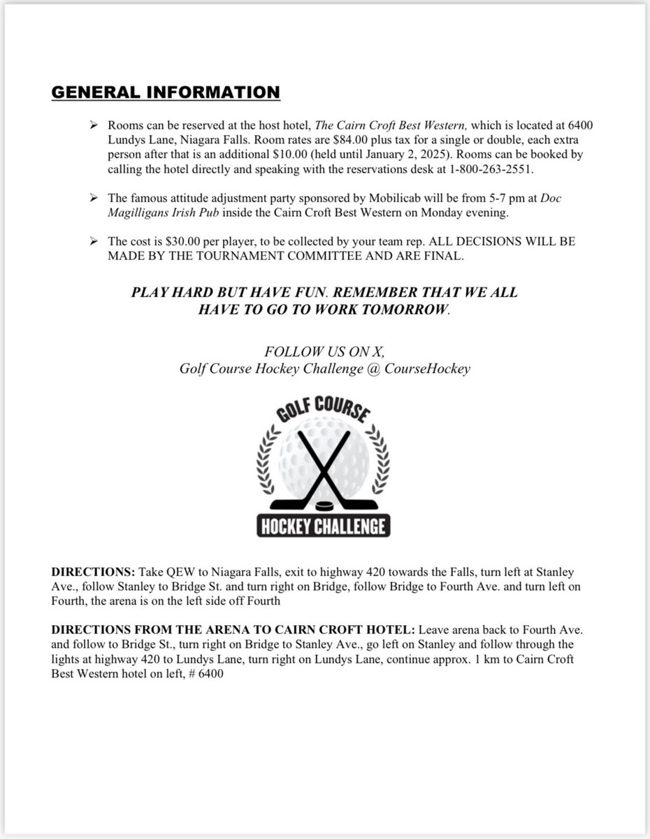 7 days!!!

Revised schedule for the 29th annual Golf Course Hockey Challenge!