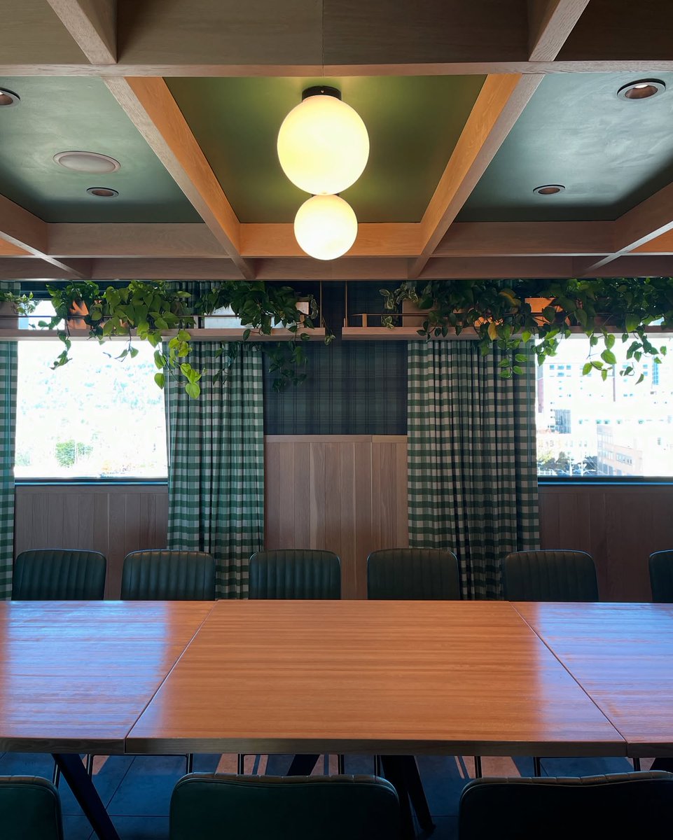 AstekInc's tweet photo. Soprana Rooftop Cucina, perched atop the Asheville Embassy Suites, offers mountain views and fresh Italian fare. In the private dining room, a custom colorway of our  Perth wallcovering adds a lodge-inspired touch. Interior by @DLRGroup. https://t.co/ifH7K7WZJV