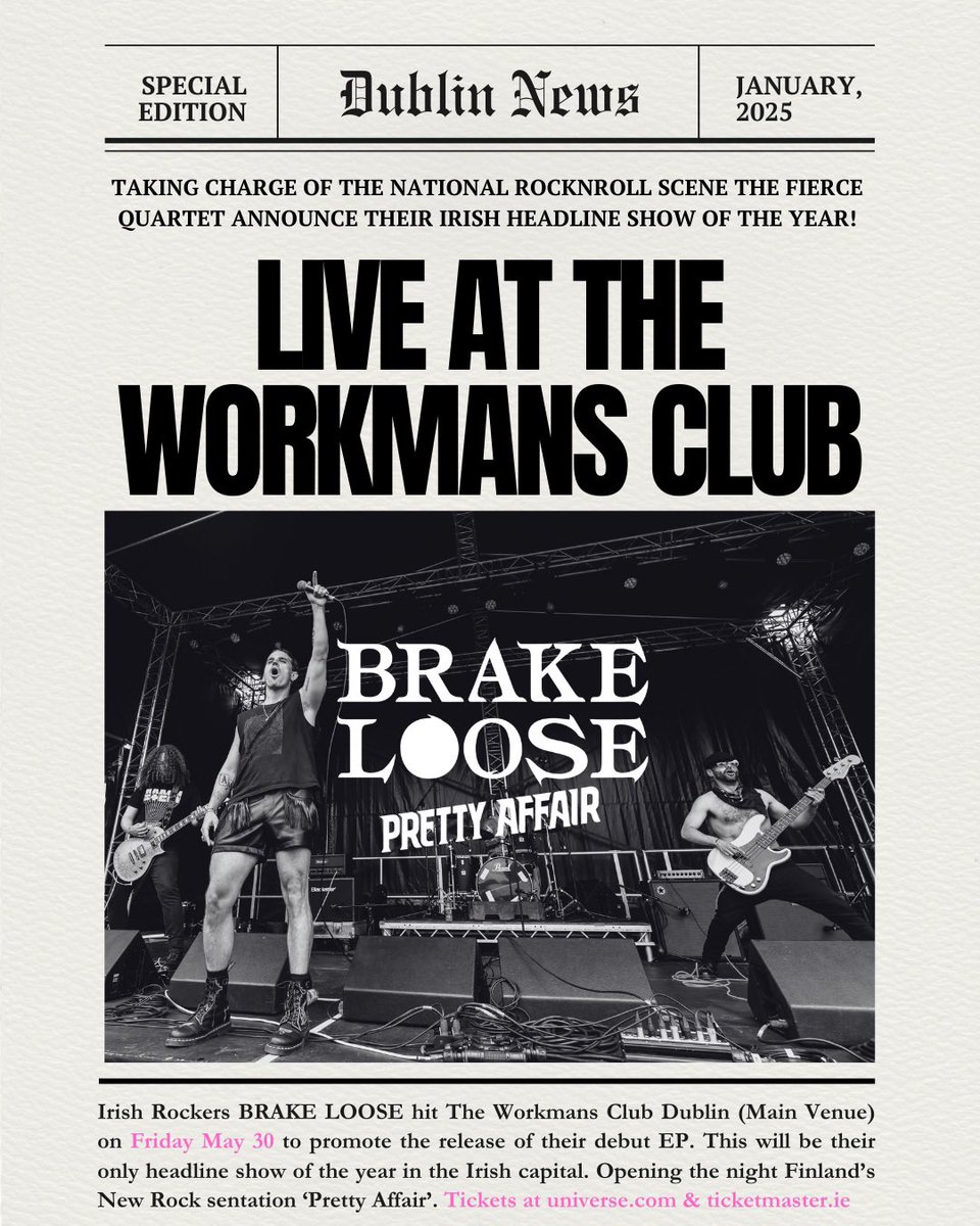 BRAKE LOOSE (@brakelooseband) on Twitter photo Fri May 30 <a href="/WorkmansDublin/">The Workmans Club</a> don’t miss it! 👉 universe.com/events/brake-l… #dublin #templebar #irishtimes #ireland #irishpunk #rockmusic Fri May 30 <a href="/WorkmansDublin/">The Workmans Club</a> don’t miss it! 👉 universe.com/events/brake-l… #dublin #templebar #irishtimes #ireland #irishpunk #rockmusic