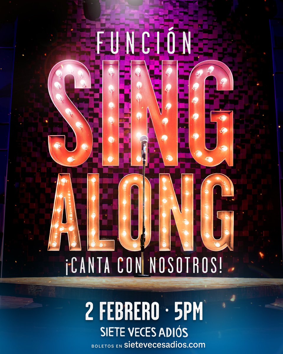 sietevecesadios's tweet photo. ¡Nos llena de amor cuando cantas las canciones de #sietevecesadiós ❤️‍🩹! Este 2 de febrero a las 5 PM tendremos nuestra función #singalong 🤩 para que tu voz, desde tu butaca, acompañe a nuestros cantantes 🎤🎶🤩.

🎟️👉🏼 https://t.co/zqGPerGaKc

Juntos nos estamos haciendo✨ https://t.co/QLiOJ9rHJK