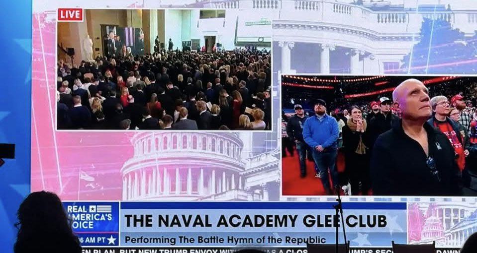 JCGYoder's tweet image. I’m not crying, you’re crying! Watching my daughter’s classmates, Midshipmen in the United States Naval Academy’s Glee Club, singing at the 60th Inauguration was so moving! God Bless the USA!🇺🇸 💙💛⚓️🏛️#usnamom #Inauguration2025 #TrumpVance2025
