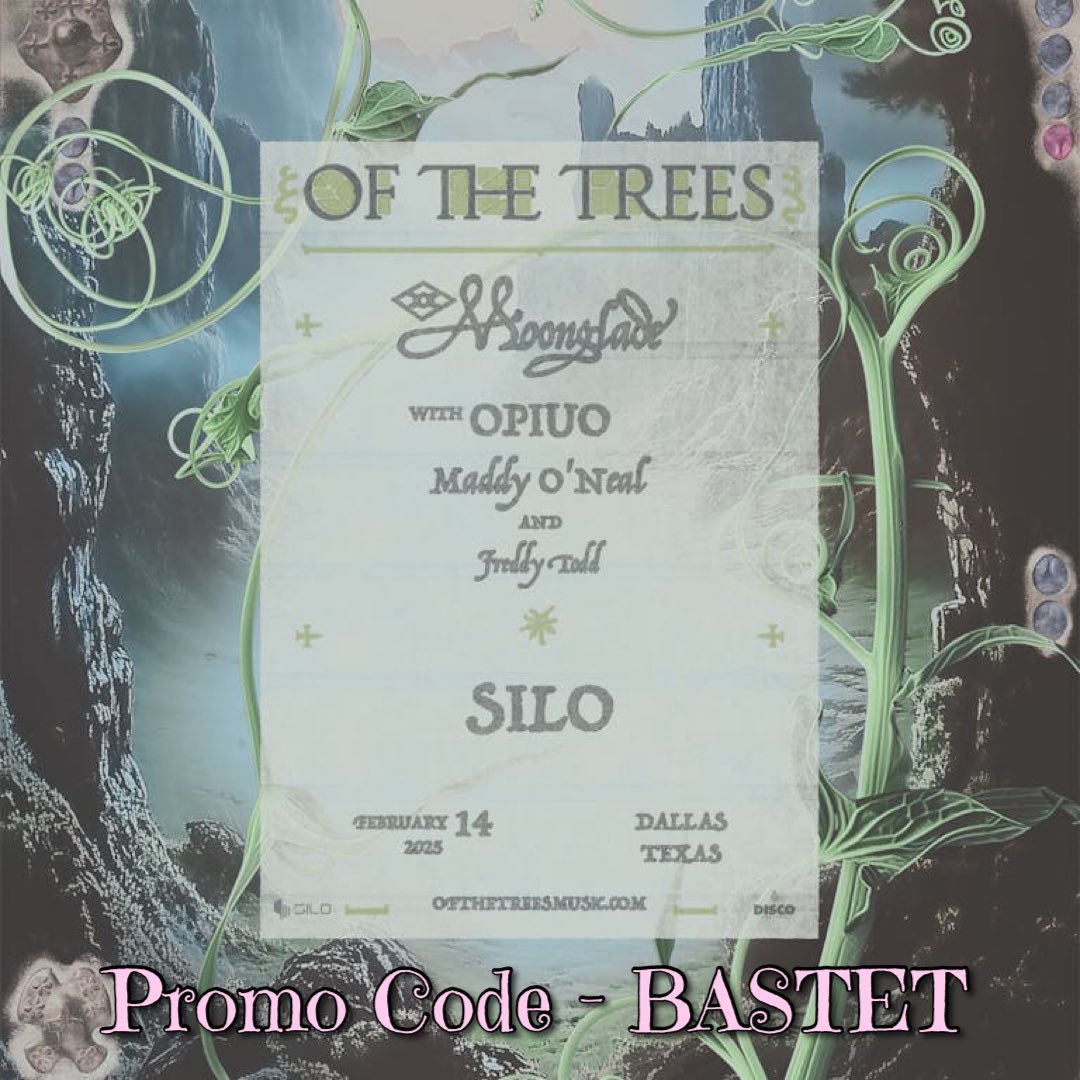 BastetPromotio1's tweet photo. Spend this Valentine’s Day at @SiloDallas with @OfTheTrees, @OPIUO, @Maddy_ONeal and @freddytoddmusic!! ❤️‍🔥 use promo code BASTET during checkout to save! 🤑

🎟️ https://t.co/t3wYx3gswZ 🎟️

#BastetPromotions #SiloDallas #OfTheTrees #Moonglade #OPIUO #MaddyONeal #FreddyTodd https://t.co/qOUXOOopuD