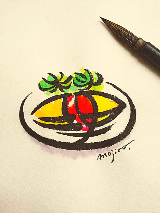 「料理」の文字絵 ~オムレツ~ #料理番組の日