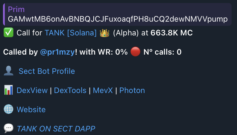 callcentertg's tweet photo. The Call Center ☎️ $TANK 72x

Caller: @0xprimdotfun
Call mcap: 663k
High mcap: 48m
Profit: 72x

Join: https://t.co/aPMX718YKf https://t.co/TUj6WTx3s2