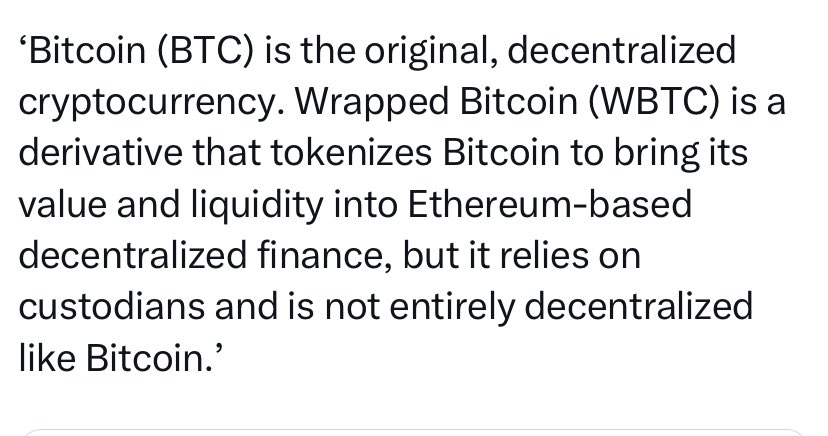 He bought Wrapped Bitcoin and WBTC is not Bitcoin.
