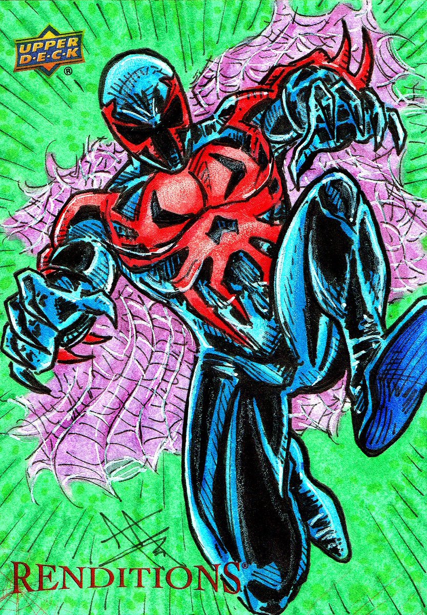 ariel_aguire's tweet photo. SPIDER-MAN 2099 sketch card process! ๐ - 2024 Upper Deck Marvel Renditions: Spider-Man trading cards, out now!
#arielsartwork #upperdeck #CollectTheBest #marvel #renditions #spiderman #Spidey #spiderman2099 #miguelohara #spiderverse #marvelcards #sketchcard #tradingcards #art https://t.co/EjtZBKU4f8