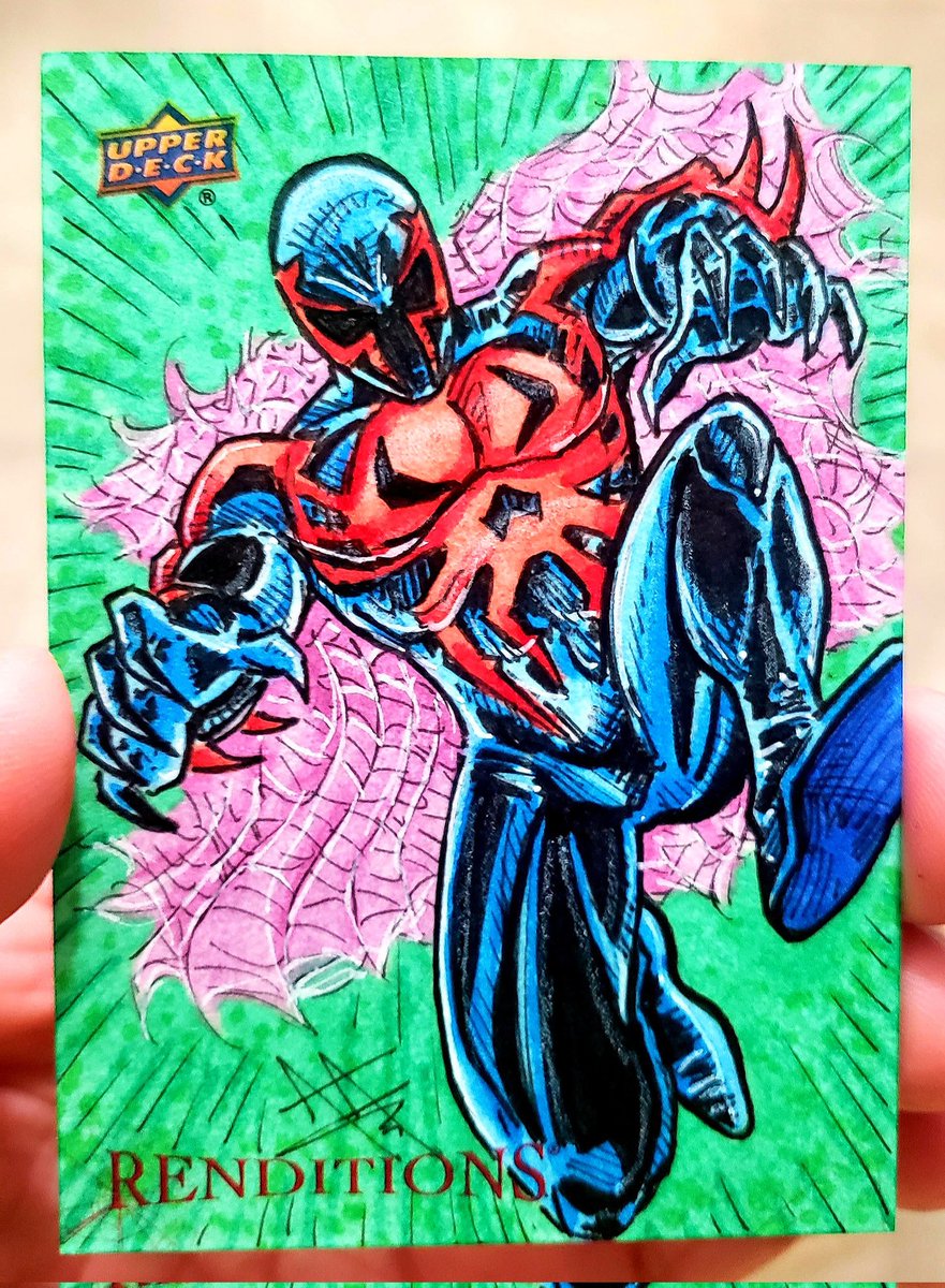 ariel_aguire's tweet photo. SPIDER-MAN 2099 sketch card process! ๐ - 2024 Upper Deck Marvel Renditions: Spider-Man trading cards, out now!
#arielsartwork #upperdeck #CollectTheBest #marvel #renditions #spiderman #Spidey #spiderman2099 #miguelohara #spiderverse #marvelcards #sketchcard #tradingcards #art https://t.co/EjtZBKU4f8