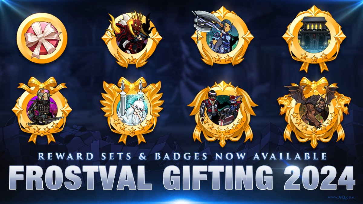 If you are one of the generous (and very patient!) heroes waiting to unlock your Frostval 2024 Gifting rewards... good news! Log in now. Your Book of Lore badge is live with a shop full of event rewards. aq.com/gamedesignnotes