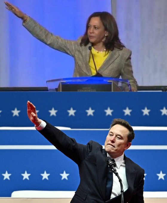 EYakoby's tweet photo. Neither of them are doing the Nazi salute.

You can raise your hand without it being a Nazi salute.

Please return to your daily lives. https://t.co/nIrxEm2gxU