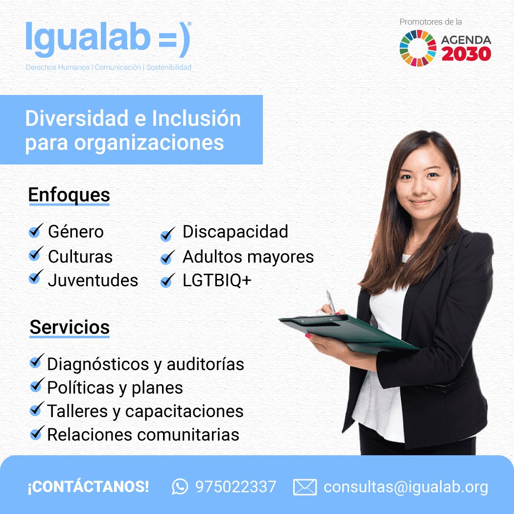Igualab's tweet photo. ✨ ¡Transforma tu organización! ✨

En Igualab, promovemos la #Diversidad e #Inclusión para organizaciones, abordando temas de género, discapacidad, culturas, adultos mayores, juventudes, y LGTBIQ+. 🏳️‍🌈👩🏾‍🦽👴🏽👨🏽‍🦯

🌟 ¡Contáctanos!

📧 consultas@igualab.org https://t.co/uKgpi1HOqW