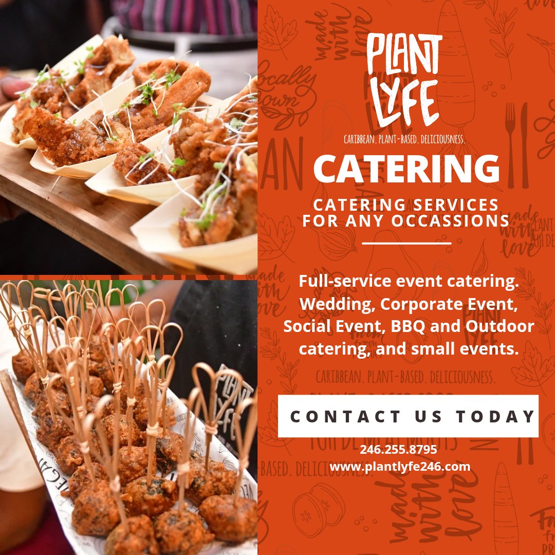 plantlyfe246's tweet photo. Caribbean inspired, plant-based, deliciousness is available for your private events. 

Food, drinks, and dessert. All delicious, all vegan. 

Contact us today!
246.255.8795 • plantlyfe246@gmail.com • https://t.co/D3F4tywQ22

#vegan #Barbados #catering #vegancatering https://t.co/ej5jI8tUpg