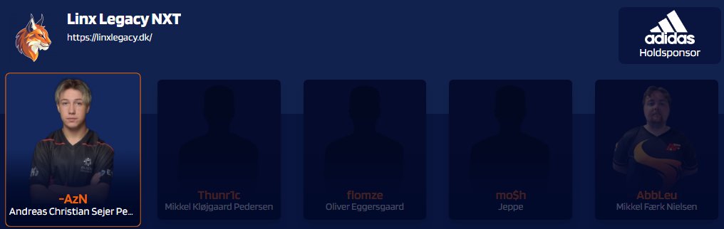 Sæsonen for  <a href="/LinxLegacyGG/">Linx Legacy</a> NXT starter i dag!🦊

 Spændene sæson fra min side af, første gang jeg har stablet et hold på benene from scratch. Første gang jeg skal være IGL.🧠

⏰20:00🆚<a href="/Sorby_Esport/">SØRBY ESPORT</a> Brutal
⏰21:00🆚<a href="/CSE_ESport/">CSE-Sport</a>

<a href="/FlomzeCS/">Flomze</a>, <a href="/Thunr1c/">Thunr1c</a>, <a href="/jeppe_bloch/">Jeppe Bloch</a> <a href="/AbbLeucs/">AbbLeu</a> 
🦊🔫