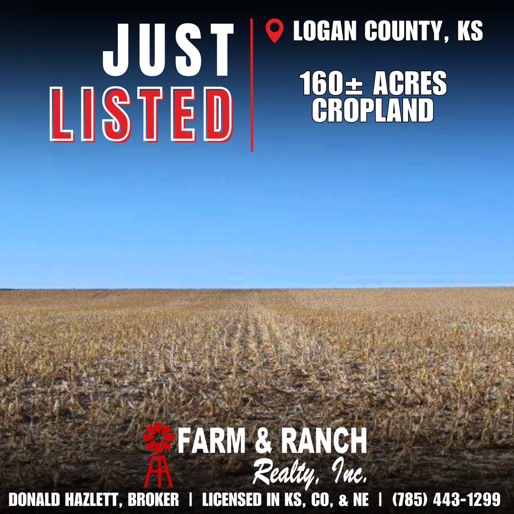 160± Acres of Cropland JUST LISTED in Logan County, KS!! 📍

Visit our website frrmail.com/listings/twin-…, or give Don a call for  more information!

Farm &amp; Ranch Realty, Inc. 
Donald L. Hazlett, Broker 
📞 1-800-247-7863

#LandForSale #KansasRealEstate #Cropland