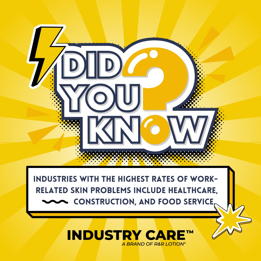 RRLotion's tweet photo. Did you know? Healthcare, construction, &amp; food service have the highest rates of work-related skin problems! Use gloves, moisturize, &amp; avoid irritants to protect your skin. Let’s prioritize safety—skin included! 🛡️ #WorkplaceSafety #SkinHealth https://t.co/hSIfGY8KVd