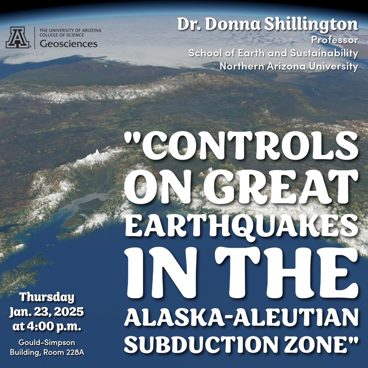Please join us for this week's Geosciences colloquium talk by Dr. Donna Shillington, visiting from NAU. See more information at: geo.arizona.edu/colloquium, or the link in our bio 🏔
#earth #science #alaska #subduction #earthquakes