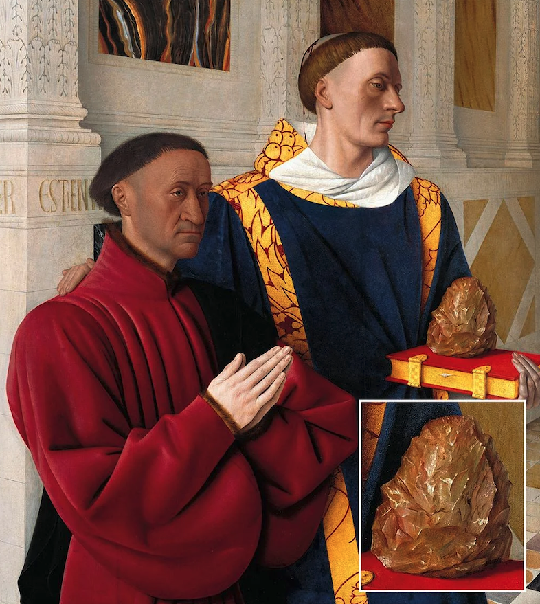 NORTH_o2's tweet photo. Researchers believe a 15th-century painting, the Melun Diptych, may feature the earliest artistic depiction of an Acheulean handaxe.
These stone tools, crafted as early as 2 million years ago, are found all over the world.
In European folklore hand axes also known as “thunderstones” were thought to have healing powers.
This discovery suggests these artifacts may have been more widely known in medieval France than previously thought, potentially carrying cultural or religious significance.
This weekend on North02, we’re diving deeper—by making handaxes and actually putting them to the test.
You won’t want to miss this one!
#science #history #Archaeology