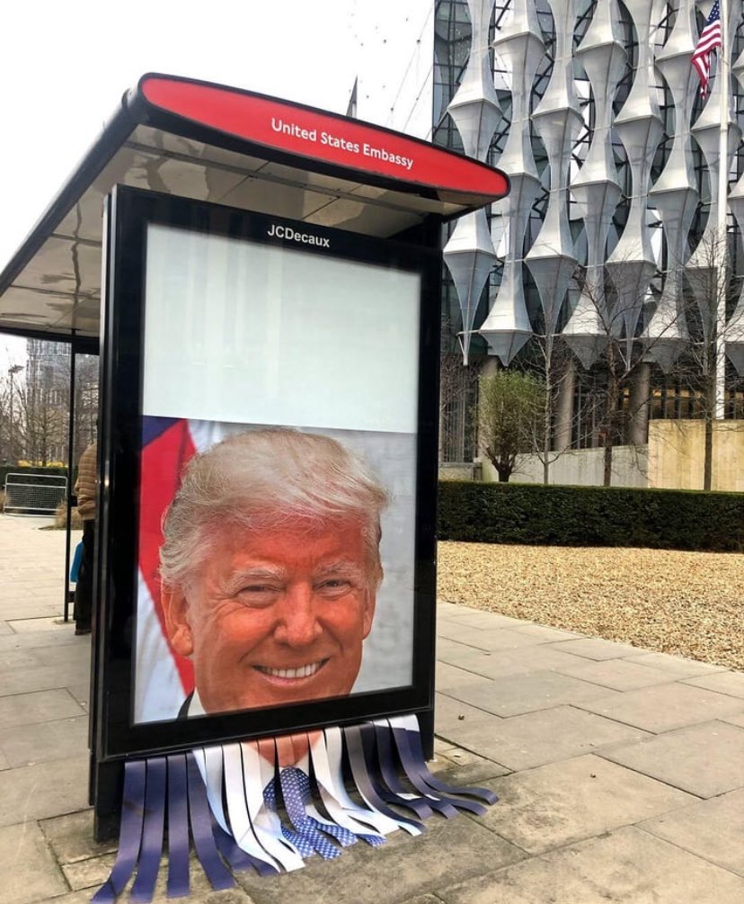 Outside the US Embassy in London.