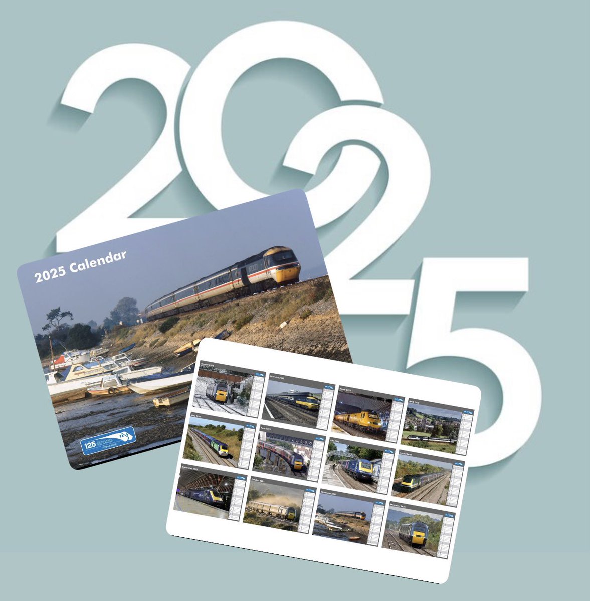 We are down to the last few of our 125Group 2025 calendars. 

Enjoy 12 stunning shots of HSTs around the country taken by our very talented supporters. 

Get yours at: 

125group.org.uk/product/2025-a… 

Once they’re gone…they’re gone!
