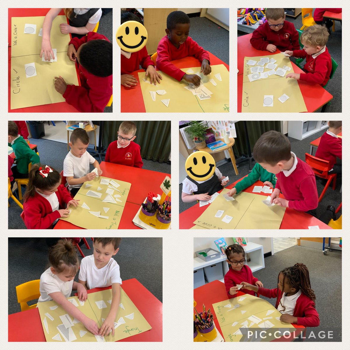 There were some amazing mathematical conversations happening in Year 1. The children had to decide whether the shapes were circles or triangles or not, it wasn't as easy as it sounds.
