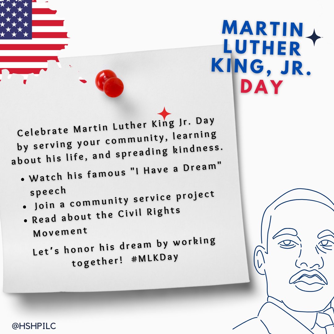 Martin Luther King Jr. believed in the power of serving others. This #MLKDay, honor his legacy by giving back—volunteer, lend a helping hand, and make a difference in your community.   #MLKDayOfService #hshpilc #hcisdlibraries
