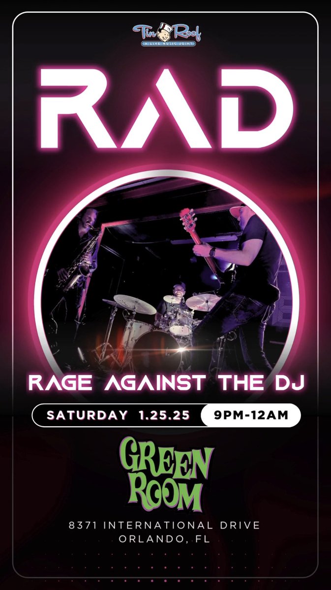 Saturday :: 1.25.2025
Tin Roof / Green Room - Orlando, FL
First I-Drive show of 2025! 🤙🏻