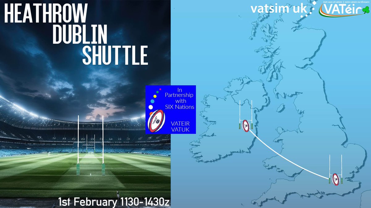 Saturday 1st February will see a shuttle take place to celebrate the return of the 6 Nations (DUB-LHR). It will start at 1130z and run into the early afternoon to conclude in advance of kick-off. Slot bookings are in place and we can’t wait to see you there! 🏉 🇮🇪 🏴󠁧󠁢󠁥󠁮󠁧󠁿