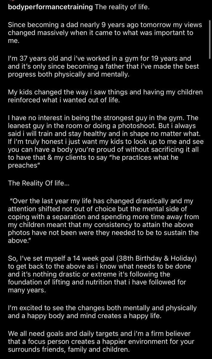 The reality of life and keeping in shape.