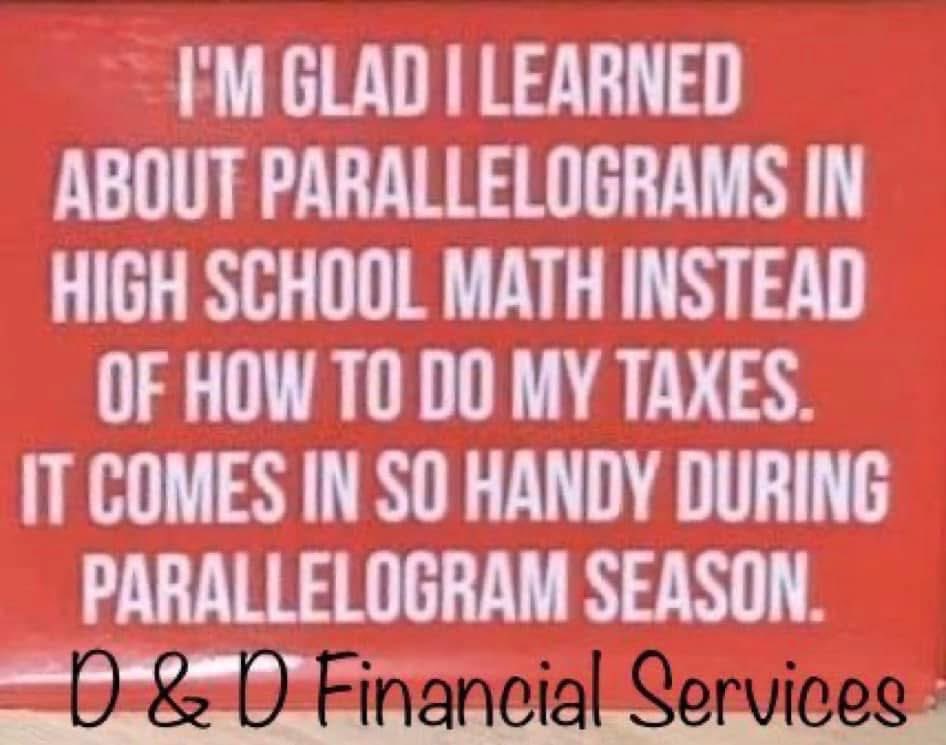 Nojeed's tweet photo. Contact me 806-231-2331, I can help with your Taxes, not parallelograms!!! - D &amp; D Financial Services https://t.co/XyMh5MezNg