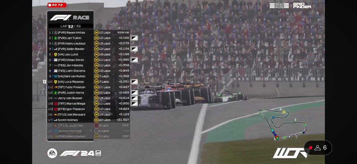 WOR T2 

Leading with 4 laps to go. Pace was great… 
Then huge rain ⛈️⛈️⛈️ 

P6 🙏

We go again for PSGL