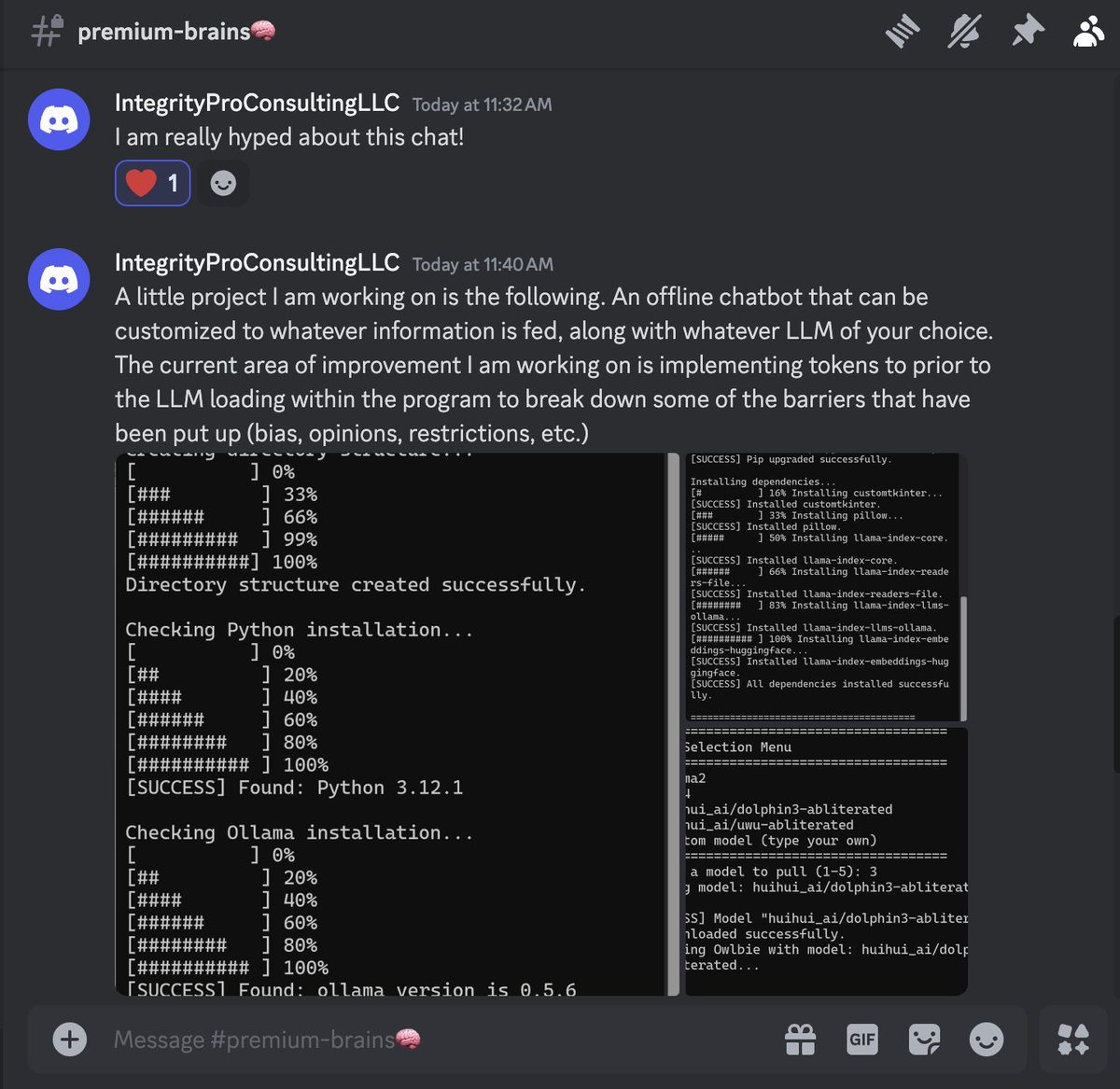 Holy shit. 🤯

I launched Bot Eat Brain Premium's community today. 

Just learned how to install a chatbot on my computer that allows me to swap out different AI models for free at the push of a button.

Want to get ahead this year? JOIN US 🔥