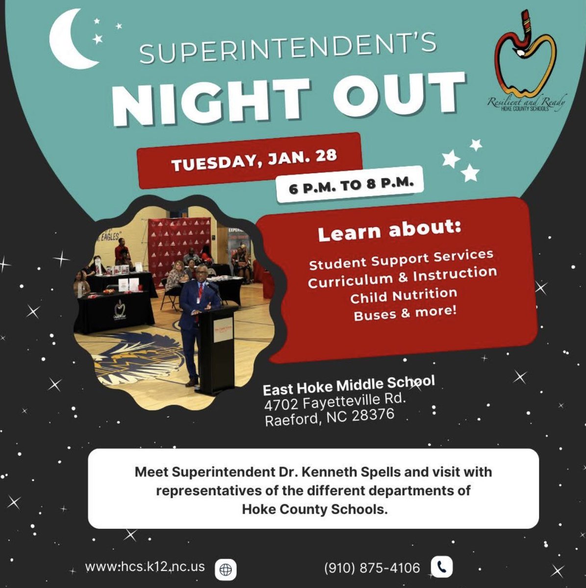 DonSteedElem's tweet photo. Mark your calendars, Don Steed families! We’re just 8 days away from an exciting evening with our district’s leadership. 
Join us Tuesday, January 28th, from 6 PM to 8 PM at East Hoke Middle School! https://t.co/uyY06RmGpO
