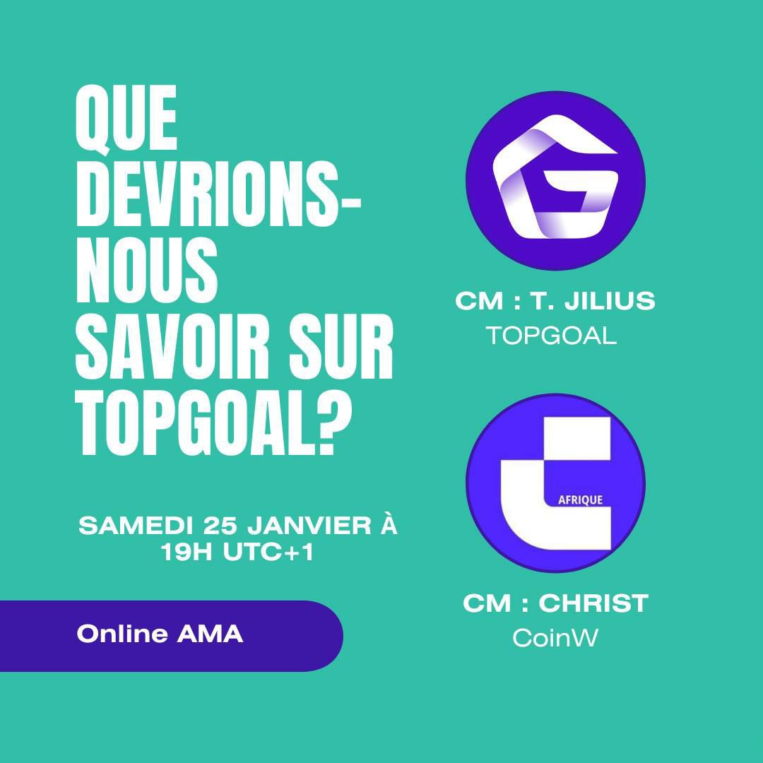 🚀 Participez à notre Événement Spécial CoinW X TopGoal 

Vous aimez les défis et souhaitez remporter des récompenses tout en explorant l'univers passionnant du Web3 ?

<a href="/TJilius/">Jilius ( JIL )</a> 

Date : Samedi 25 janvier 

Heure : 19H UTC+1

Récompense : 100$ 😉🔥

TG : t.me/CoinwAfriquefr…