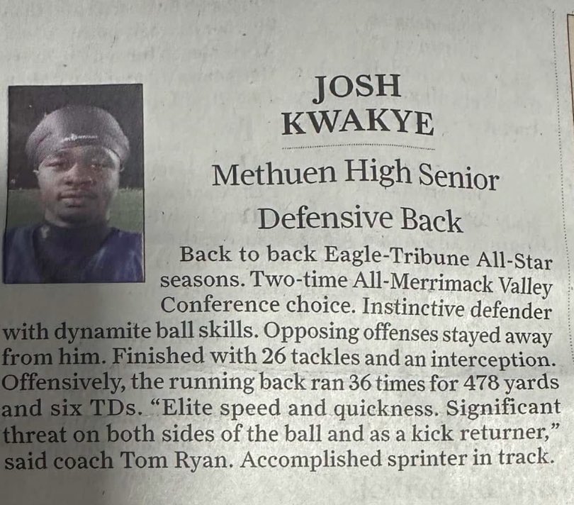 Joshua Kwakye C/O 2025 (@joshuakwakye_) on Twitter photo Thank You <a href="/EagleTrib/">The Eagle-Tribune</a> <a href="/EagleTribSports/">EagleTrib Sports</a> For being named back to back all-star.
All Glory to God! Thank You <a href="/EagleTrib/">The Eagle-Tribune</a> <a href="/EagleTribSports/">EagleTrib Sports</a> For being named back to back all-star.
All Glory to God!